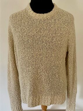 J.Crew Wallace & Barnes Bouclé Cotton Linen Sweater Oatmeal L